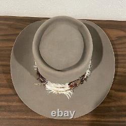 Vintage Stetson XXXX 4X Beaver Feathered Tan Cowboy Hat Rodeo Felt Western