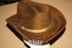 Vintage Stevens 5X Beaver Heavy Texture Dark Brown Western Cowboy Hat Sz. 7 1/8