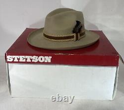 Vintage The Gun Club By Stetson Authentic 3X Beaver 7 1/4 Brown Hat With Box