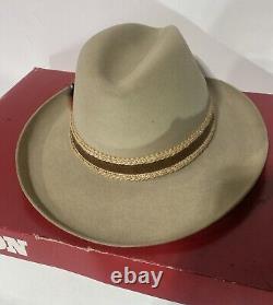 Vintage The Gun Club By Stetson Authentic 3X Beaver 7 1/4 Brown Hat With Box