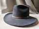 Vintage Usa Made 5x Fur Felt Beaver Brand Cowboy Hat 7-1/4 Black Custom Western