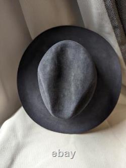 Vintage USA made 5X fur felt BEAVER BRAND cowboy hat 7-1/4 black CUSTOM western