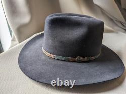 Vintage USA made 5X fur felt BEAVER BRAND cowboy hat 7-1/4 black CUSTOM western