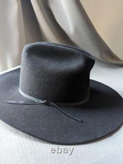 Vintage USA made RESISTOL black BEAVER 4X fur felt 7-3/8 cowboy hat WESTERN