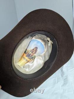 Vintage USA made STETSON cowboy hat 7-1/4 tan 3X BEAVER fur felted brown