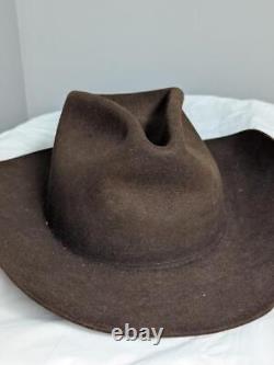 Vintage USA made STETSON cowboy hat 7-1/4 tan 3X BEAVER fur felted brown