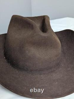 Vintage USA made STETSON cowboy hat 7-1/4 tan 3X BEAVER fur felted brown