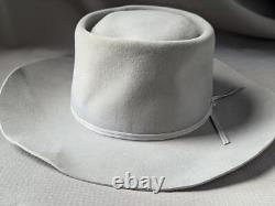 Vintage USA made STETSON cowboy hat 7-3/8 gray silver 5X BEAVER fur felted