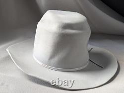 Vintage USA made STETSON cowboy hat 7-3/8 gray silver 5X BEAVER fur felted