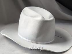 Vintage USA made STETSON cowboy hat 7-3/8 gray silver 5X BEAVER fur felted