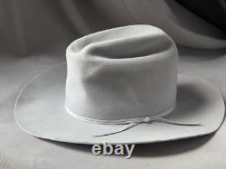 Vintage USA made STETSON cowboy hat 7-3/8 gray silver 5X BEAVER fur felted