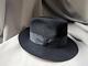 Vintage Usa Made Stetson Fedora Hat 7-1/8 Genuine Beaver Black Fur Felted