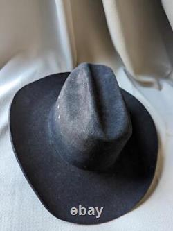 Vintage USA made WRANGLER cowboy hat BEAVER 4X black 7-1/4 western rodeo