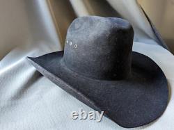 Vintage USA made WRANGLER cowboy hat BEAVER 4X black 7-1/4 western rodeo