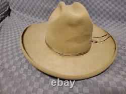 Vintage Vtg Stetson Western Cowboy Tan Beige Cap Hat 4X Beaver 7 XXXX USA MADE