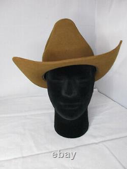 Vintage XXX Stetson 3X Beaver Cowboy Hat 59/7 With JBS Branding Iron Pin Brown