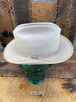 Vintge John B Stetson Long Oval Cowboy Hat 6 7/8 Beaver 4X Western Made in USA