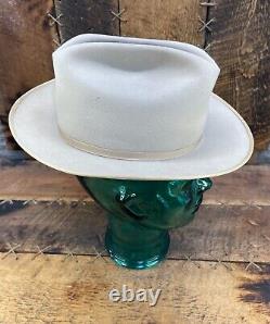 Vintge John B Stetson Long Oval Cowboy Hat 6 7/8 Beaver 4X Western Made in USA