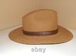 Vtg 1980's Stetson 4X Beaver Cowboy Hat Stampede Color-Acorn size 7-1/8 withBox