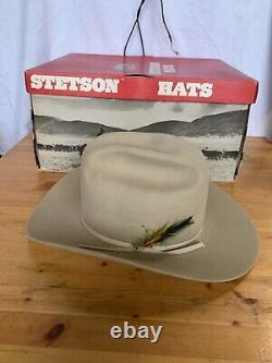 Vtg 90s STETSON Range SILVERBELLY 4x Beaver 7 1/8 JBS PIN Hat Western Cowboy 80s