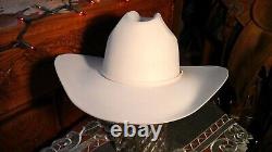 Vtg American Hat Company USA 30x Bone Sz 7 Beaver Fur Felt Cowboy Hat Long Oval