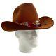 Vtg Beaver Brand Cowboy Hat Genuine Fur Felt Custom Made Size 7 1/2 Feather Band