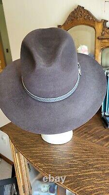 Vtg BEAVER HAT Hale Hat Store sz7 (56) USA Grey Genuine Fur Felt 10X Custom Made