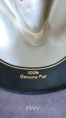 Vtg BEAVER HAT Hale Hat Store sz7 (56) USA Grey Genuine Fur Felt 10X Custom Made