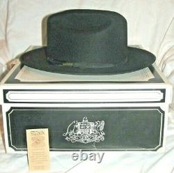 Vtg Black STETSON Open Road 3X Beaver Fur Felt Cowboy Hat Size 7 1/8 withBox