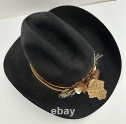 Vtg Charlie 1 Horse Blk Cowboy Hat withSpecial Hat Band Custom Made Sz 7-3/8