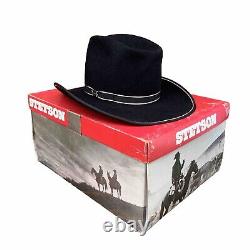 Vtg John B Stetson Black 3X XXX Beaver Wool Cowboy Rancher Hat Size 7 W Box