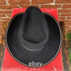 Vtg John B Stetson Black 3X XXX Beaver Wool Cowboy Rancher Hat Size 7 W Box