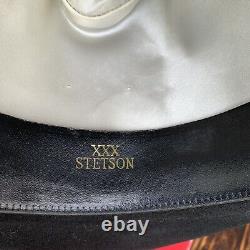 Vtg John B Stetson Black 3X XXX Beaver Wool Cowboy Rancher Hat Size 7 W Box