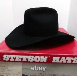 Vtg John B Stetson Cowboy Hat 7 ¼ Black 4X Beaver Felt XXXX Comstock F2140 withBox