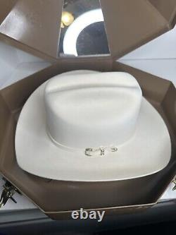 Vtg Larry Mahan's 10X ORO Blanco Western Hat Size 6 7/8 White Beaver Felt withCase