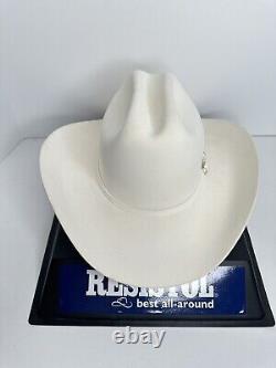 Vtg Larry Mahan's 10X ORO Blanco Western Hat Size 6 7/8 White Beaver Felt withCase