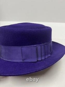 Vtg NEW WITH TAGS Beaver Brand Hat Fedora PURPLE Felt Size 7 Dress Hat EUR 56