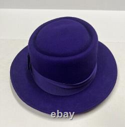 Vtg NEW WITH TAGS Beaver Brand Hat Fedora PURPLE Felt Size 7 Dress Hat EUR 56