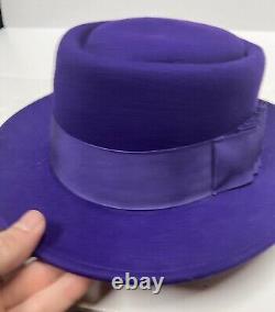 Vtg NEW WITH TAGS Beaver Brand Hat Fedora PURPLE Felt Size 7 Dress Hat EUR 56