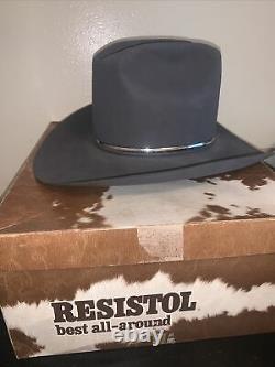 Vtg Resistol Self Conforming Gray Silver Hatband 4X Beaver Felt Cowboy Hat 7