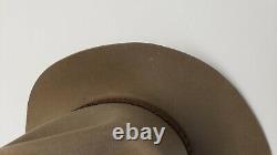 Vtg Stetson 4X (XXXX) Brown Beaver Cowboy Western Hat with feather Band 6 7/8 EUC