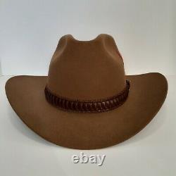 Vtg Stetson 4X (XXXX) Brown Beaver Cowboy Western Hat with feather Band 7 1/4
