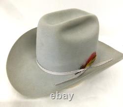 Vtg Stetson 7X Beaver Rancher Cowboy Western Hat Size 7 Silverbelly w Box