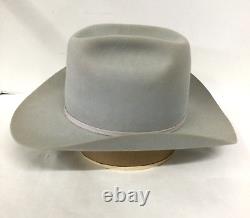 Vtg Stetson 7X Beaver Rancher Cowboy Western Hat Size 7 Silverbelly w Box