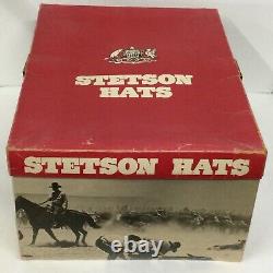 Vtg Stetson 7X Beaver Rancher Cowboy Western Hat Size 7 Silverbelly w Box