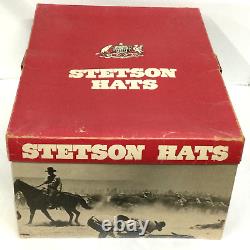 Vtg Stetson 7X Beaver Rancher Cowboy Western Hat Size 7 Silverbelly w Box