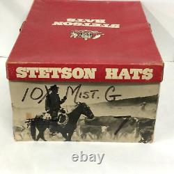 Vtg Stetson 7X Beaver Rancher Cowboy Western Hat Size 7 Silverbelly w Box