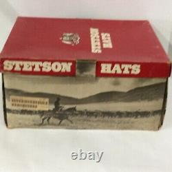 Vtg Stetson 7X Beaver Rancher Cowboy Western Hat Size 7 Silverbelly w Box