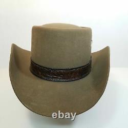 Vtg Stetson Brown Gambler Hat 1970s 4X Beaver 6 7/8 Leather Band Feathers Box