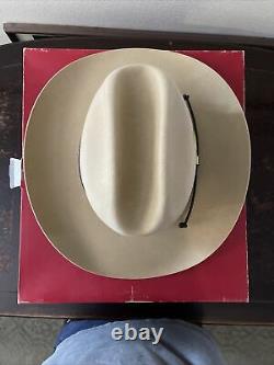 Vtg Stetson Dillon Cowboy Hat 7 1/2 Chamois 5X Beaver With Feathers Withbox